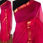 Pink Mangalagiri Silk Saree with gold zari checks - Image 2