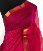 Pink Mangalagiri Silk Saree with gold zari checks - Image 6