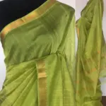 Green Mangalagiri Silk Saree with gold zari checks - Image 4