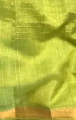 Green Mangalagiri Silk Saree with gold zari checks - Image 8
