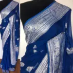 Cobalt Blue Banarasi Silk Saree in Pure Khaddi Chiffon