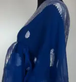 Cobalt Blue Banarasi Silk Saree in Pure Khaddi Chiffon - Image 6