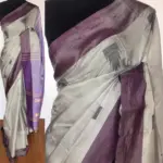 Silver Grey Chinnalapattu Silk Saree with Handwoven Buttas