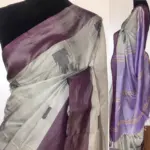 Silver Grey Chinnalapattu Silk Saree with Handwoven Buttas - Image 2