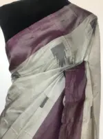 Silver Grey Chinnalapattu Silk Saree with Handwoven Buttas - Image 3
