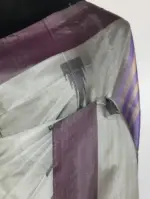 Silver Grey Chinnalapattu Silk Saree with Handwoven Buttas - Image 5