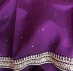 Purple Pure Organza Silk Saree with Hand Embroidery - Image 8