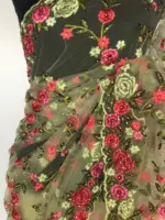 Pastel Green Designer Net Saree with Floral Embroidery - Image 9