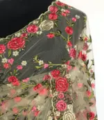 Offwhite Designer Net Saree with Floral Embroidery - Image 6