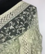 Mint Designer Net Saree with Embroidery - Image 9