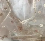 Off white Designer Net Saree with Embroidery - Image 8