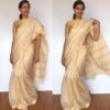 Off white Mangalagiri Silk Saree with gold zari checks