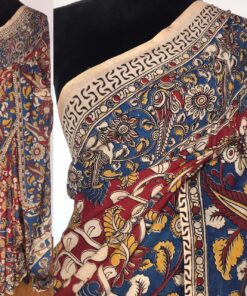 Maroon Printed Kalamkari Silk Saree