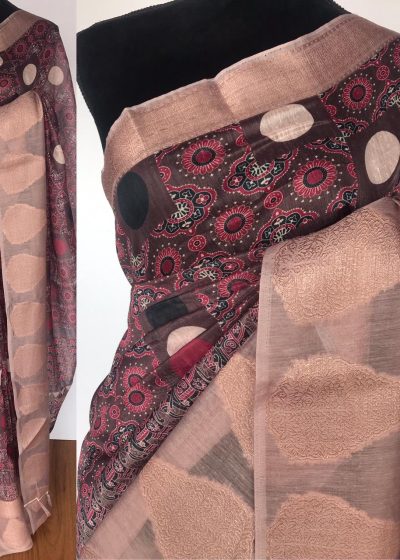 Multi Color Linen Cotton Saree with Digital Prints