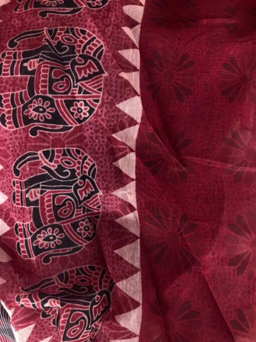 Multi Color Linen Cotton Saree with Digital Prints