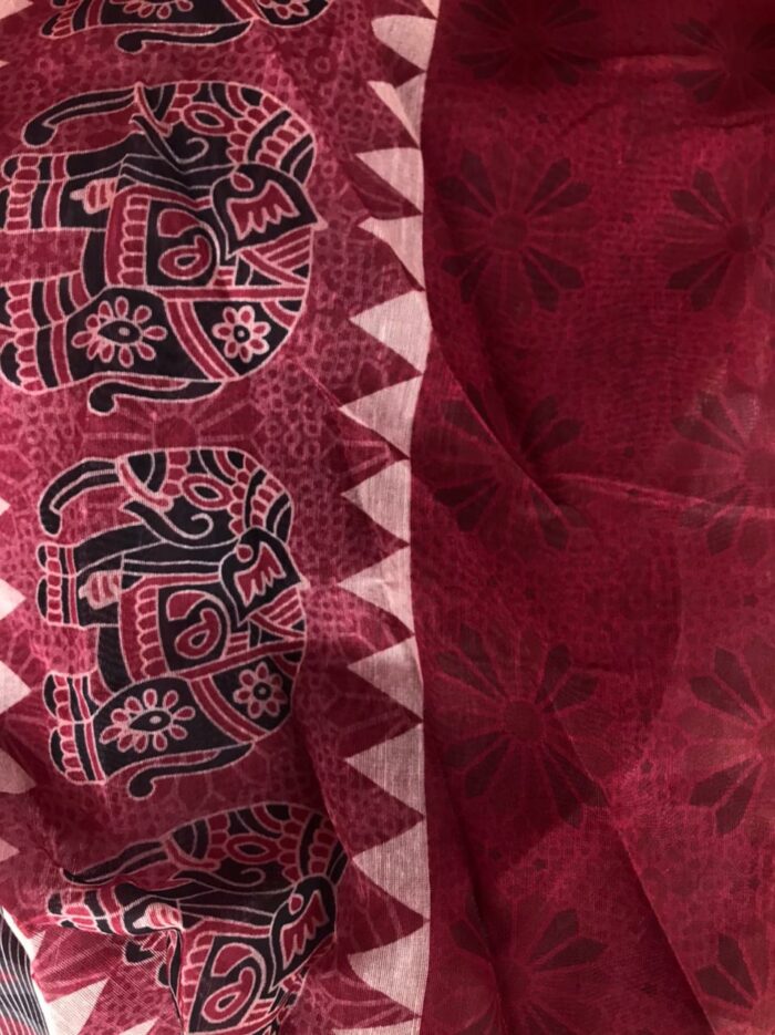 Multi Color Linen Cotton Saree with Digital Prints