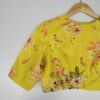 Yellow Georgette satin Blouse with Floral Prints