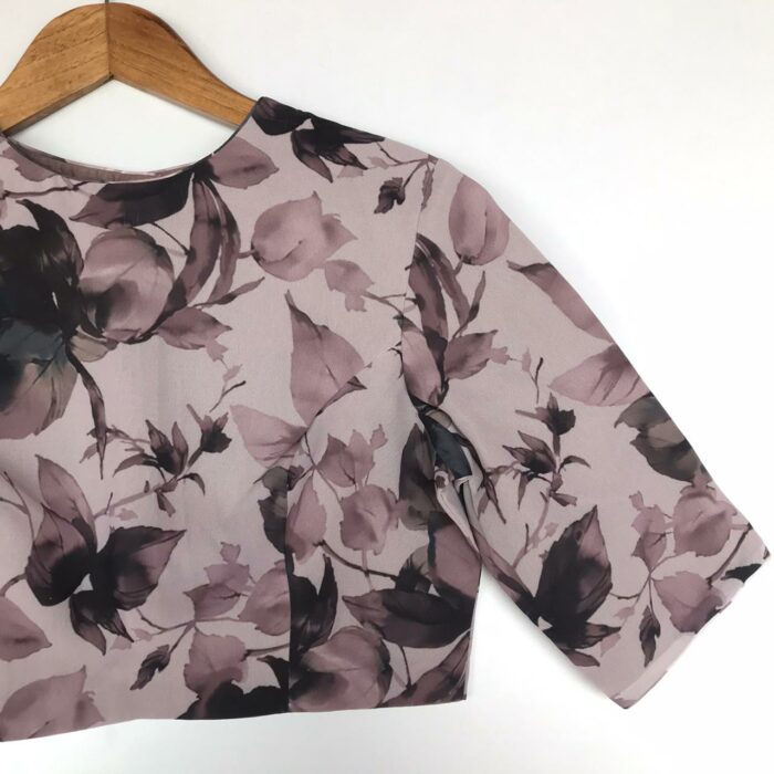 Mauve Georgette Blouse With Floral Prints