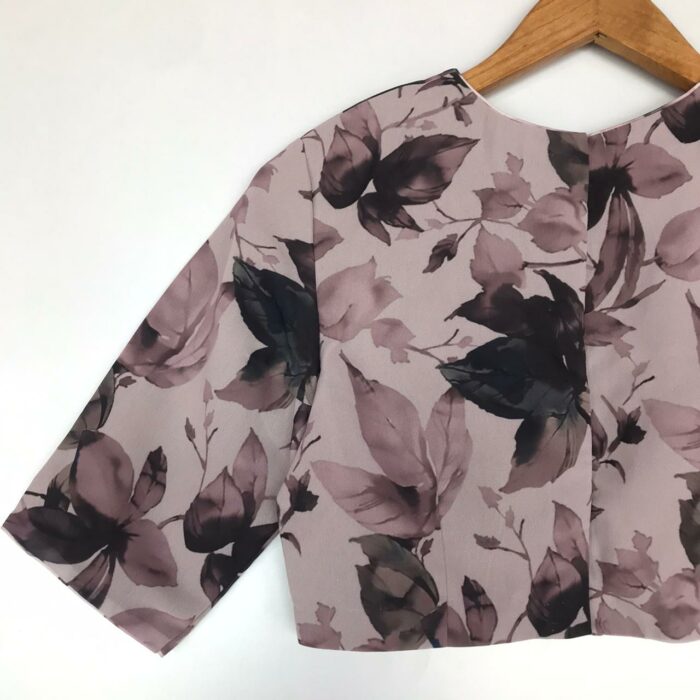 Mauve Georgette Blouse With Floral Prints