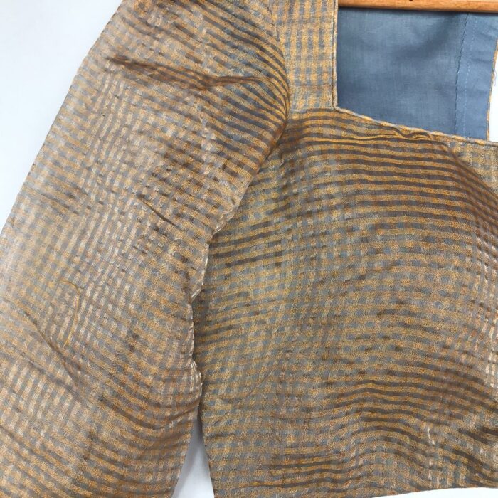 Grey Chanderi Silk Blouse with Zari Checks