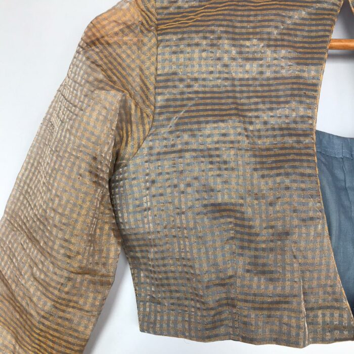 Grey Chanderi Silk Blouse with Zari Checks