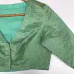 Sea Green Chanderi Silk Blouse with Zari Checks