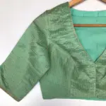 Sea Green Chanderi Silk Blouse with Zari Checks - Image 2