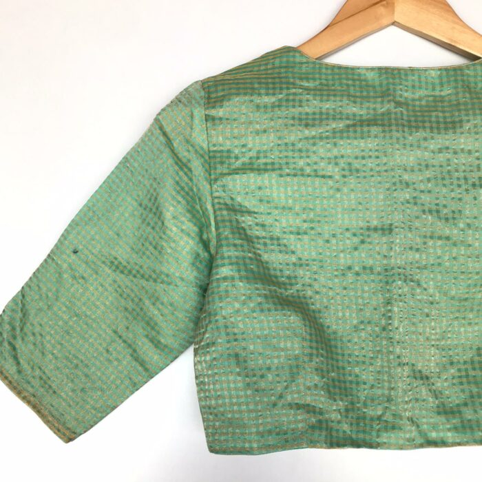 Sea Green Chanderi Silk Blouse with Zari Checks