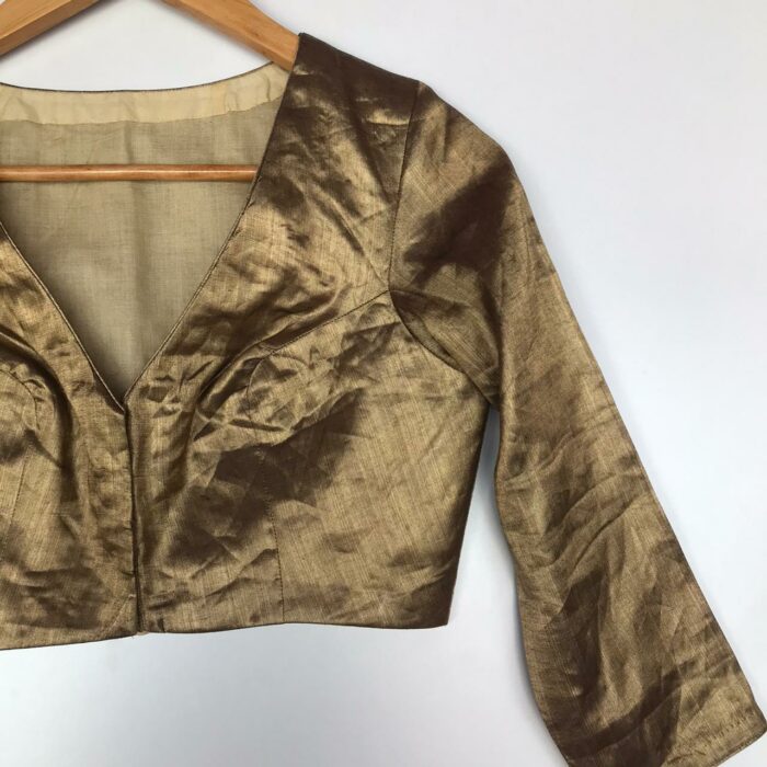 Metallic Gold Heavy Tissue Silk Blouse