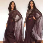 Coffee Brown Chiffon Saree