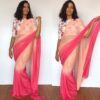Creamy Pink Dual Shaded Georgette Saree with Stitched Blouse