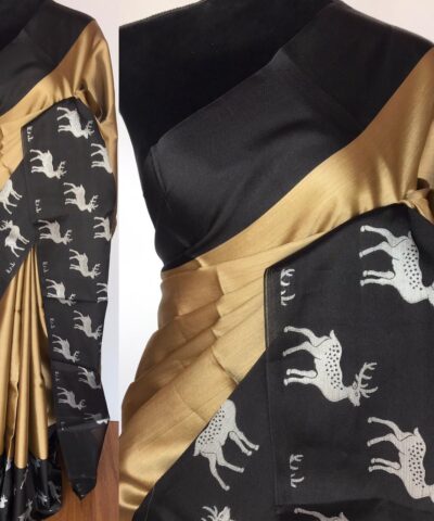 Gold Kora Silk Saree with Gold Zari Weaves