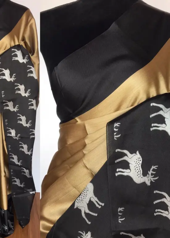 Gold Kora Silk Saree with Gold Zari Weaves
