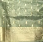 Sea Green Tissue Silk Saree with Gold and Silver Zari Buttas - Image 8