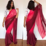 Strawberry Pink Dual Shaded Georgette Saree