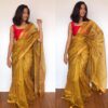 Mustard Mangalagiri Silk Saree handmade with silk border