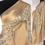 Ivory Banarasi Silk Saree in Georgette adorned with Gold Zari Motifs - Image 2