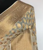 Ivory Banarasi Silk Saree in Georgette adorned with Gold Zari Motifs - Image 4