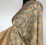 Ivory Banarasi Silk Saree in Georgette adorned with Gold Zari Motifs - Image 5