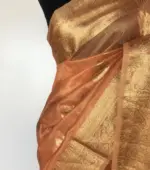 Peach  Tissue Silk Saree with Gold and Silver Zari Buttas - Image 5