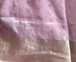 Baby pink Tissue Silk Saree with Gold and Silver Zari Buttas - Image 7