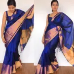 Royal Blue Mangalagiri Silk Saree handmade - Image 4