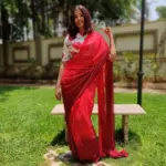 Strawberry Pink Dual Shaded Georgette Saree with Stitched Blouse