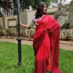 Strawberry Pink Dual Shaded Georgette Saree with Stitched Blouse