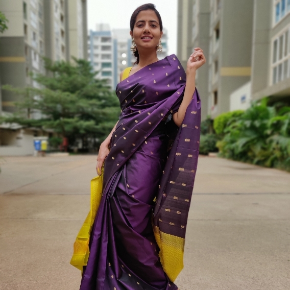 Buy YURENUS FASHION Women's kanchipuram silk kanchi Pattu Saree with Blouse  (purple Colour) at Amazon.in