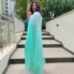 Mint Ombre Chiffon Saree with Badla work