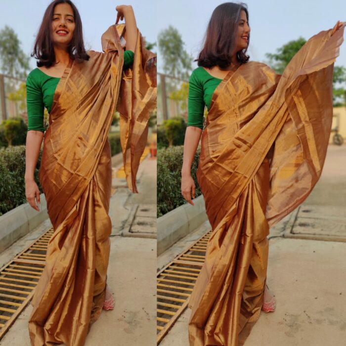 Molten Gold Tissue Silk Saree