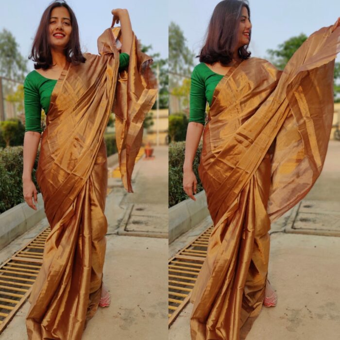 Molten Gold Tissue Silk Saree