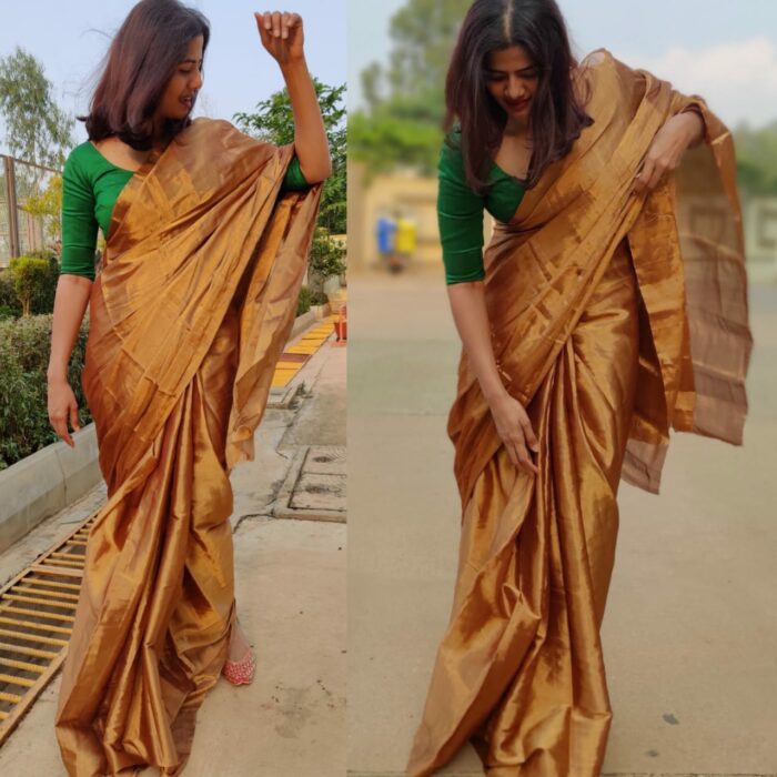 Molten Gold Tissue Silk Saree