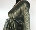 Amber Green Organza Silk Saree with Gold Zari Stripes - Image 6